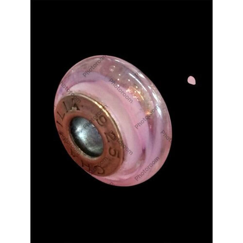 Authentic Chamilia Irristible Pink Swirl Glass Charm